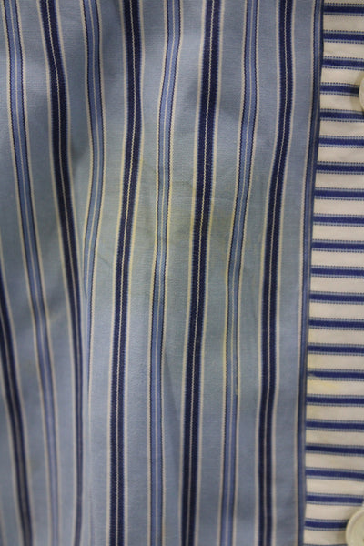 Marni Mens Cotton  Striped Button Front Shirt Blue Size 48