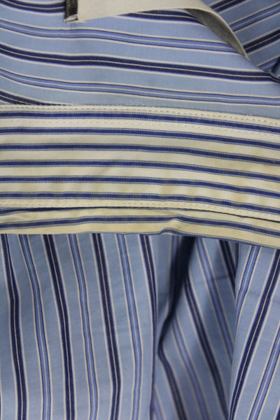 Marni Mens Cotton  Striped Button Front Shirt Blue Size 48