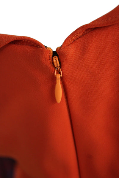 Badgley Mischka Womens Sheath Cocktail One Shoulder Orange Dress Size S