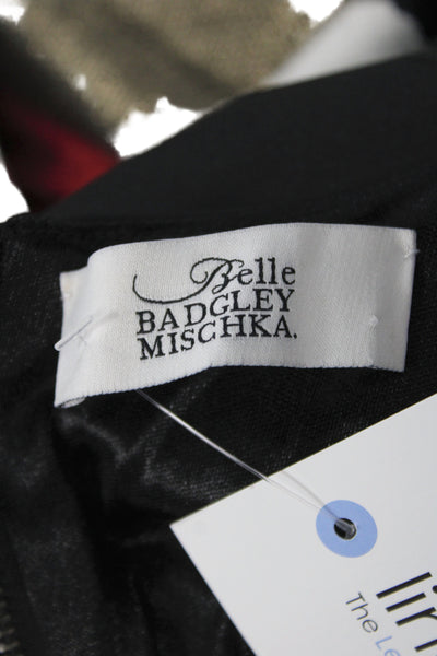 Belle Badgley Mischka Womens Fit & Flare Dress Black Scoop Neck 3/4Slv Size S