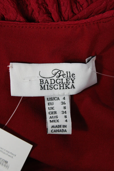 Belle Badgley Mischka Women Fit & Flare Dress Red Short Sleeve Size 4