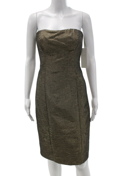 Badgley Mischka Women Gold Sheath Cocktail Dress Sweetheart Size S