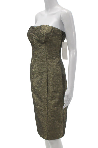 Badgley Mischka Women Gold Sheath Cocktail Dress Sweetheart Size S