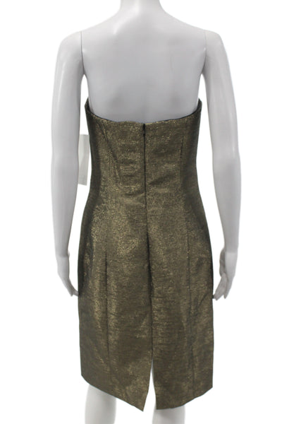 Badgley Mischka Women Gold Sheath Cocktail Dress Sweetheart Size S