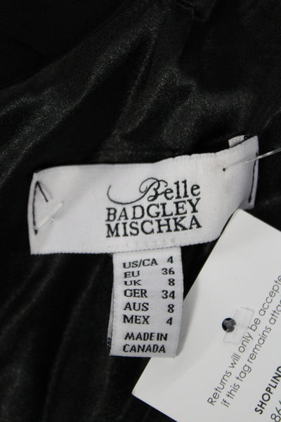 Badgley Mischka Women Shift Dress Black Long Sleeve Round Neck Size 4