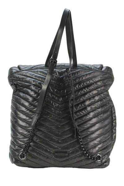 Rebecca Minkoff Womens Quilted Hook + Loop Closure Backpack Black