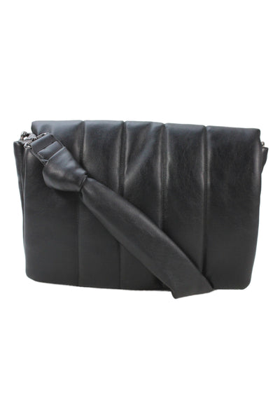 Chinese Laundry Womens Quilted Faux Leather Shoulder Black