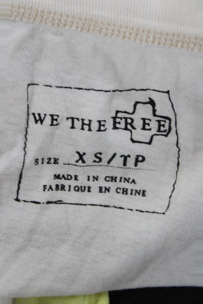 We The Free Womens Boho Cropped Scoop Neck Long Sleeve T-Shirt Ivory Size XS