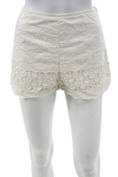 Kimchi Blue Womens Hot Pants Ivory Floral 100% Cotton Size 0