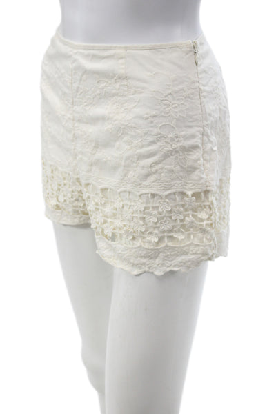 Kimchi Blue Womens Hot Pants Ivory Floral 100% Cotton Size 0