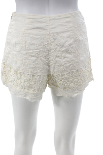 Kimchi Blue Womens Hot Pants Ivory Floral 100% Cotton Size 0
