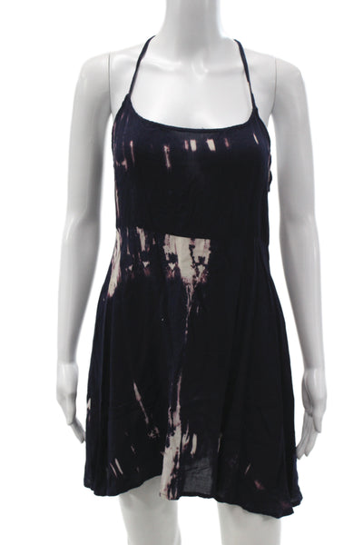 Millau Women Black Tie Dye Slip Dress 100% Rayon Sleeveless Scoop Neck Size S