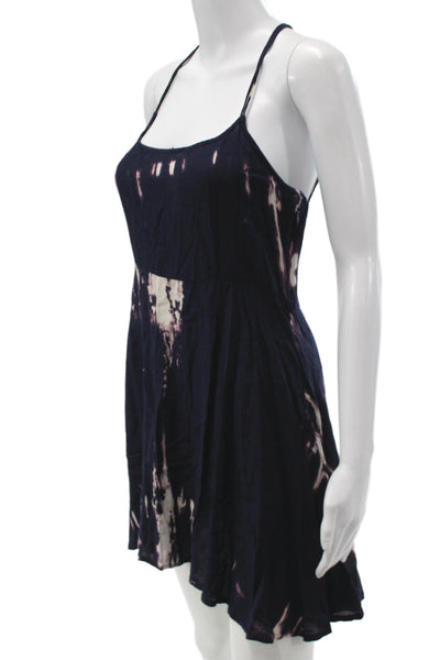Millau Women Black Tie Dye Slip Dress 100% Rayon Sleeveless Scoop Neck Size S