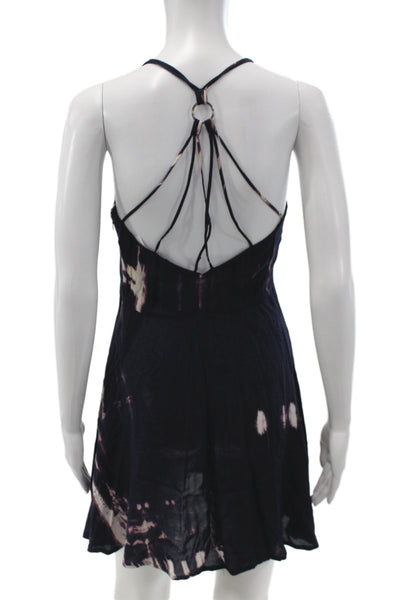 Millau Women Black Tie Dye Slip Dress 100% Rayon Sleeveless Scoop Neck Size S