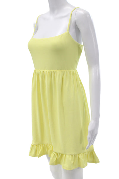 Lovers + Friends Women Mini Yellow Dress Square Neck Tie Sleeveless Size XL