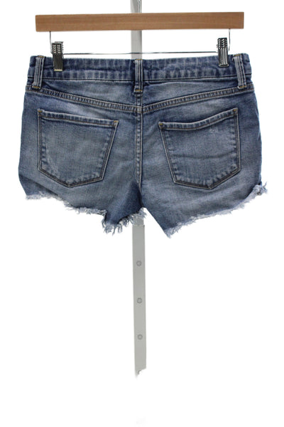 JBD Women Cut-Off Shorts Blue Cotton Button Solid Casual Size S