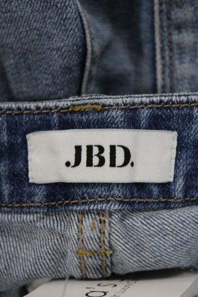 JBD Women Cut-Off Shorts Blue Cotton Button Solid Casual Size S