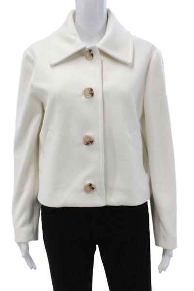 Z Supply Womens Basic Jacket White 100% Polyester Button Long Sleeve Size S