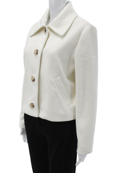 Z Supply Womens Basic Jacket White 100% Polyester Button Long Sleeve Size S