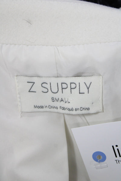 Z Supply Womens Basic Jacket White 100% Polyester Button Long Sleeve Size S