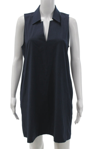 Faherty Womens Blue Shirt Dress Sleeveless Collared Mini Size S