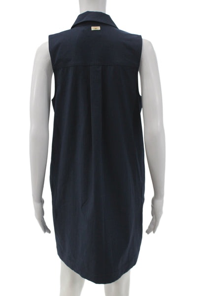 Faherty Womens Blue Shirt Dress Sleeveless Collared Mini Size S
