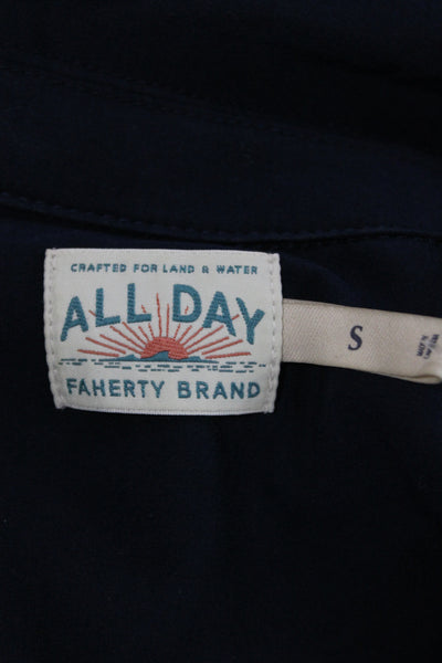 Faherty Womens Blue Shirt Dress Sleeveless Collared Mini Size S