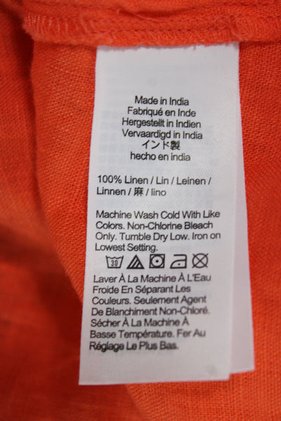 J Crew Womens Sundress Long Orange Linen Square Neck Sleeveless Size XS