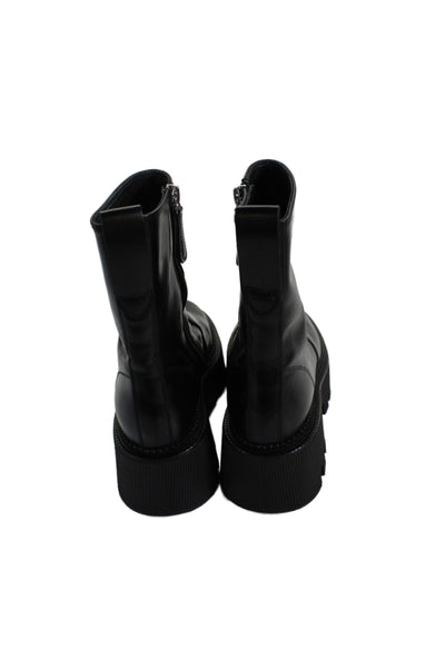 Freda Salvador Womens Leather Zip Block Platform Heels Boots Shoes Black Size 6