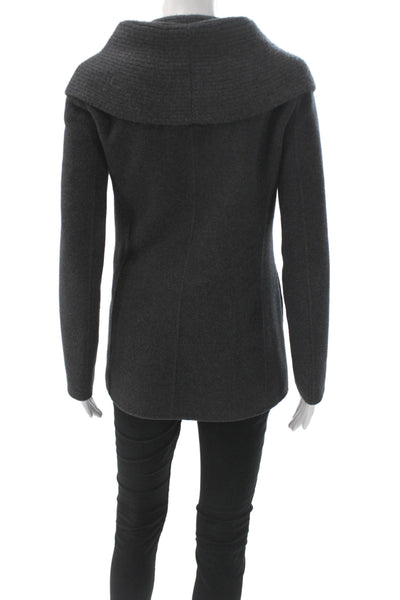 Theory Womens Gray Wool Pea Coat Button Closure Petites Size S
