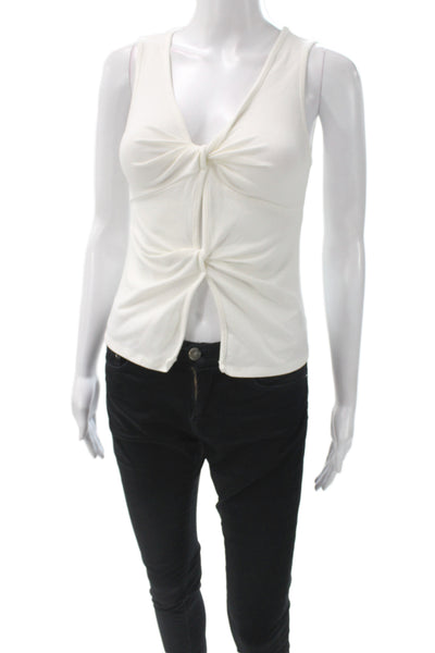 Reformation Women White V-Neck Sleeveless Tank Basic Organic Cotton Size XS
