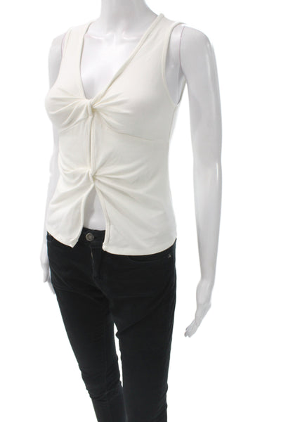 Reformation Women White V-Neck Sleeveless Tank Basic Organic Cotton Size XS