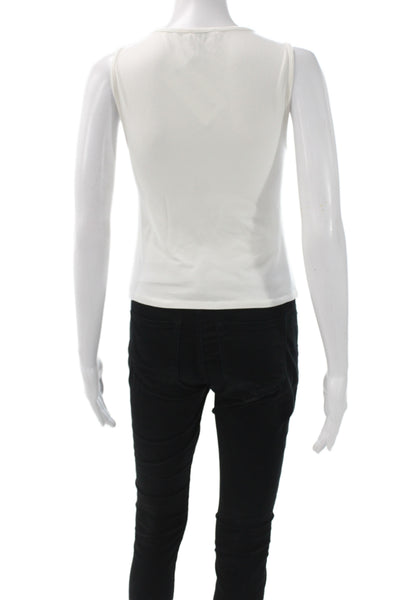 Reformation Women White V-Neck Sleeveless Tank Basic Organic Cotton Size XS