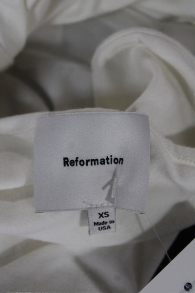 Reformation Women White V-Neck Sleeveless Tank Basic Organic Cotton Size XS