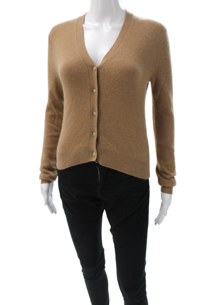 Aritzia Women Cardigan Cashmere V-Neck Brown Long Sleeve Size 2XS
