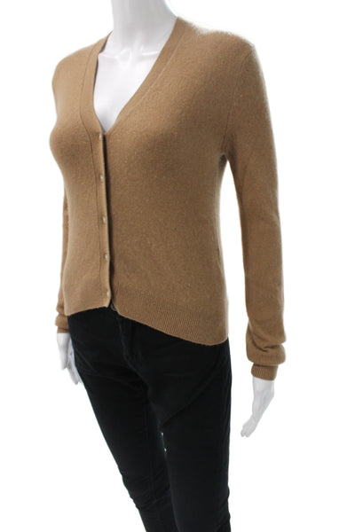 Aritzia Women Cardigan Cashmere V-Neck Brown Long Sleeve Size 2XS