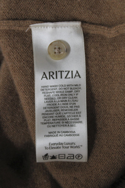 Aritzia Women Cardigan Cashmere V-Neck Brown Long Sleeve Size 2XS