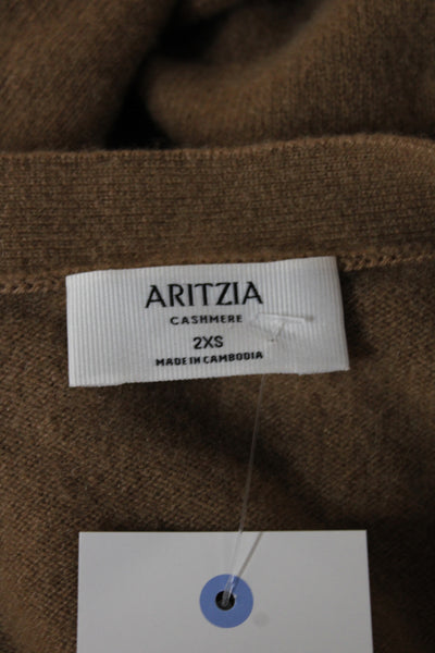 Aritzia Women Cardigan Cashmere V-Neck Brown Long Sleeve Size 2XS