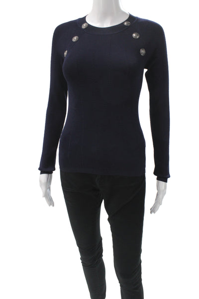 L'Agence Womens Pullover Sweater Blue Long Sleeve Round Neck Size 2XS