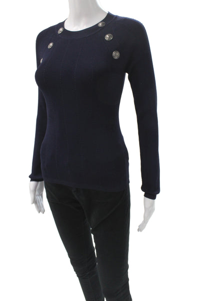 L'Agence Womens Pullover Sweater Blue Long Sleeve Round Neck Size 2XS
