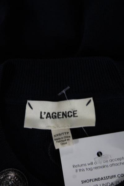 L'Agence Womens Pullover Sweater Blue Long Sleeve Round Neck Size 2XS