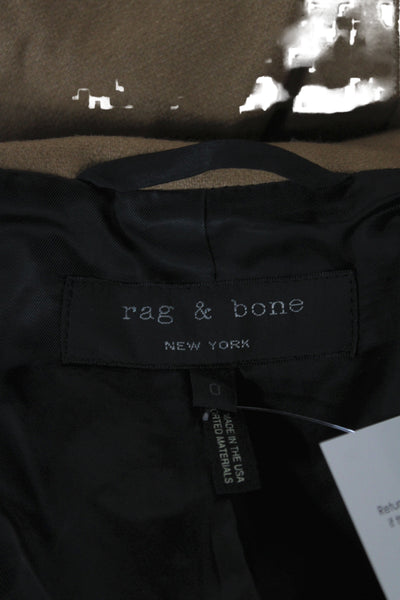 Rag & Bone Women Beige Wool Basic Jacket Button Closure Long Sleeve Size 0