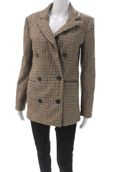ASTR Women Basic Brown Plaid Button Jacket Long Sleeve Size XS