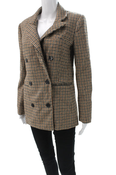 ASTR Women Basic Brown Plaid Button Jacket Long Sleeve Size XS