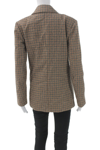 ASTR Women Basic Brown Plaid Button Jacket Long Sleeve Size XS
