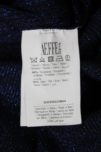 Cedric Charlier Womens Pullover Turtleneck Metallic Blue Long Sleeve Size M