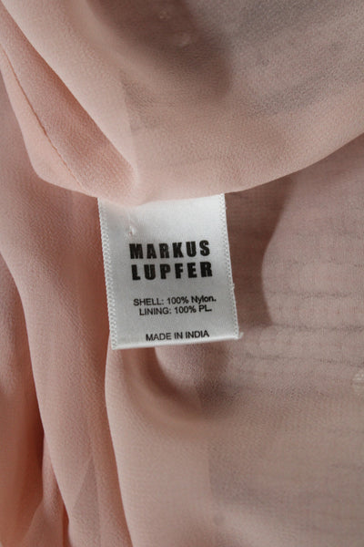 Markus Lupfer Women Pink V Neck Slip Dress Sleeveless Zip Knee Length Size 2