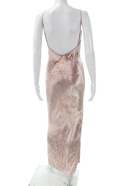 Fleur du Mal Women Maxi Velvet V-Neck Sleeveless Pink Dress Size 2