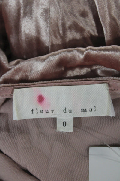 Fleur du Mal Women Maxi Velvet V-Neck Sleeveless Pink Dress Size 2