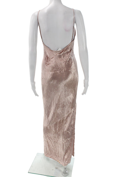 Fleur du Mal Women Maxi Velvet V-Neck Sleeveless Pink Dress Size 2